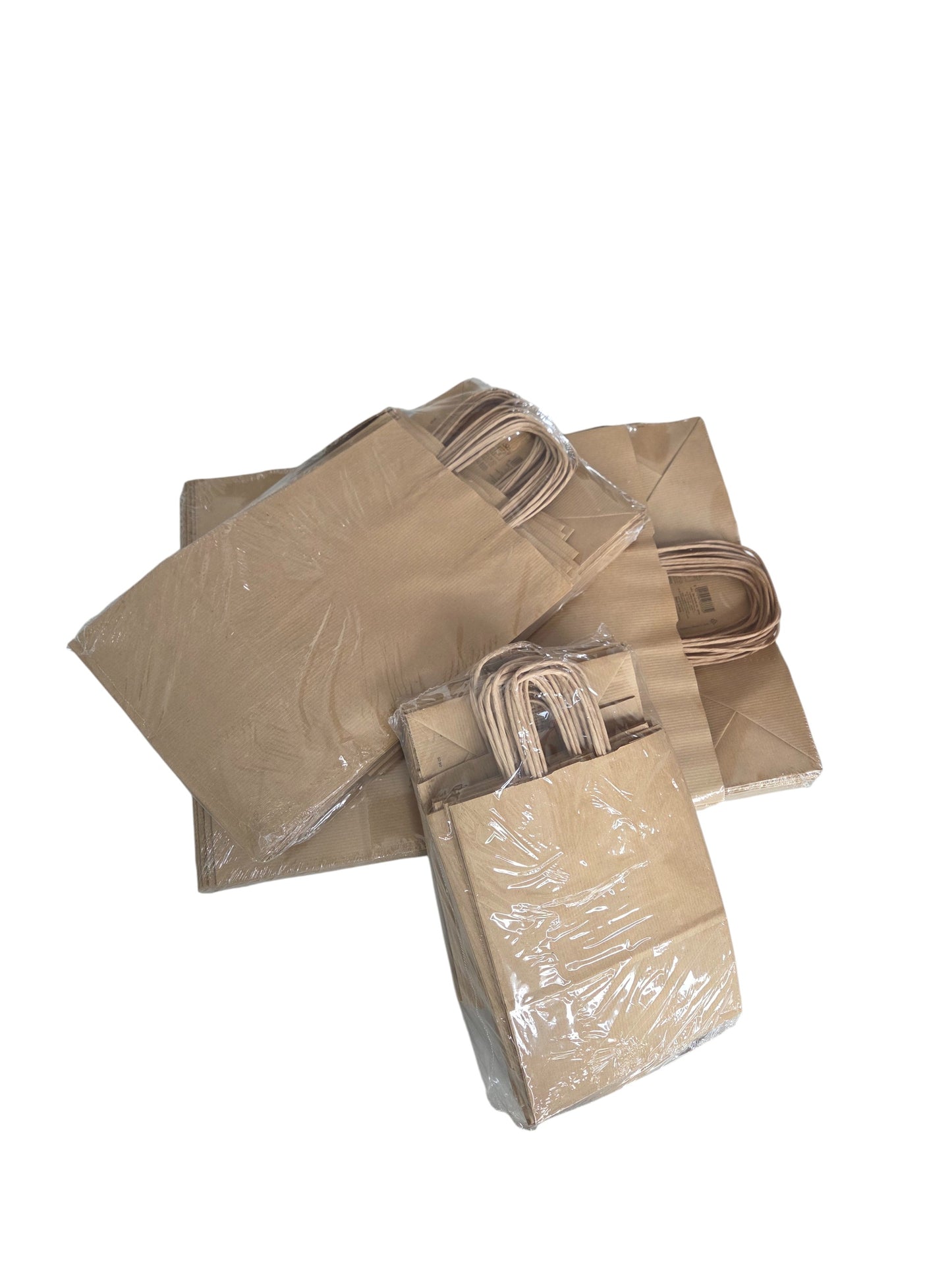 250 sacs papier kraft poignées torsadées 22x32 cm (avec soufflet)