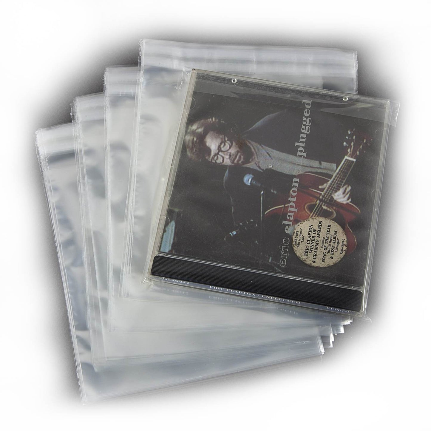 100 pochettes pour boitier CD avec rabat et colle - 40 microns
