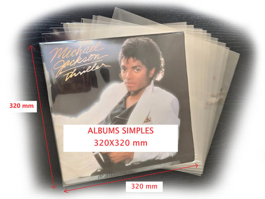 100 pochettes pour vinyles 33t 12" BOPP TRES TRANSPARENTES - ALBUMS SIMPLES