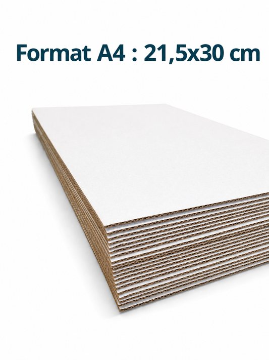 100 white A4 rigid flat cardboard 215x300 mm