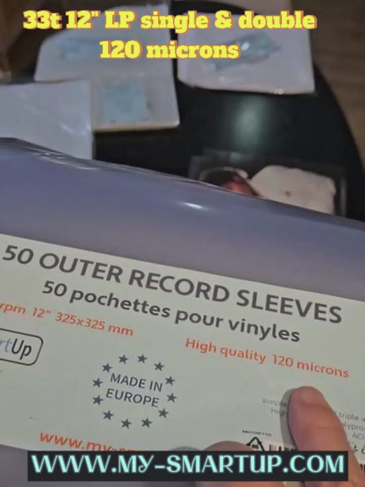 100 sleeves for 33rpm 12" 120 micron vinyl