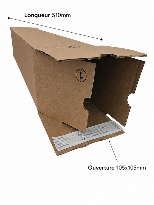 20 Tubes d'expédition carrés - 510x105x105mm