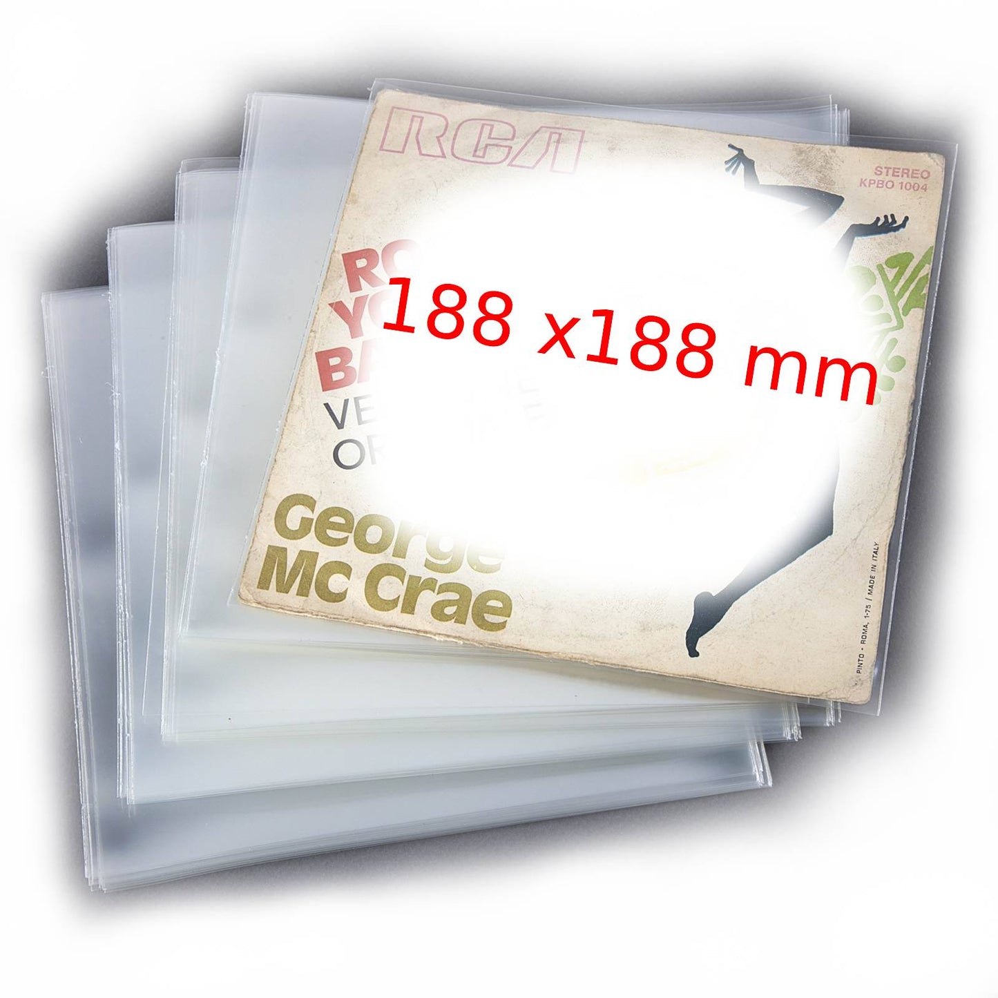 100 buste per dischi 45 giri 7" 80 micron 188x188mm